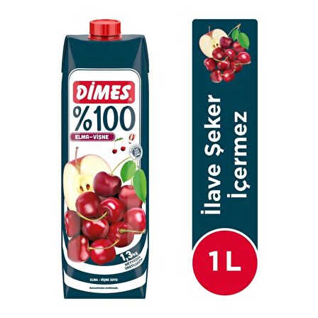 Dimes %100 Elma Vişne Meyve Suyu 1 Lt