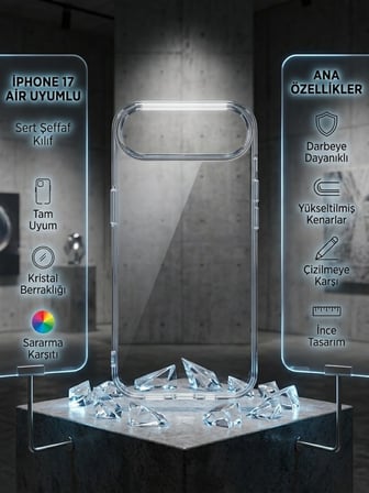 Apple IPHONE17 Aır Uyumlu Sert Şeffaf Sararmaz Kılıf