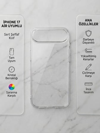 Apple IPHONE17 Aır Uyumlu Sert Şeffaf Sararmaz Kılıf