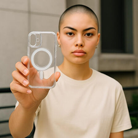 Iphone 16 Uyumlu Kılıf Magsafe ve Şeffaf Lens Korumalı