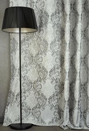 Massarelli Fon Perde Damask Desen Gri 1-3 Sık Pile 