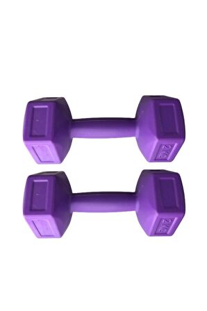 2 Kg X 2 Adet Dambıl Vinyl Kaplı Dumbell Ağırlık - Mor