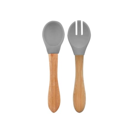 Bezos Mama Kaşığı ve Çatal Seti Powder Grey DMC