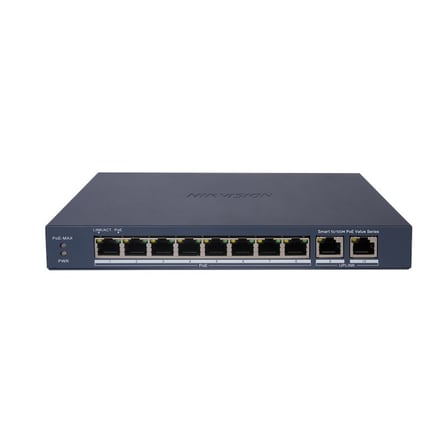 HIKVISION DS-3E1310P-EI/M 8 PORT 10/100 + 2 PORT GIGABIT RJ45 UPLINK 60W 300 METRE POE SMART YÖNETİLEBİLİR SWITCH DMC