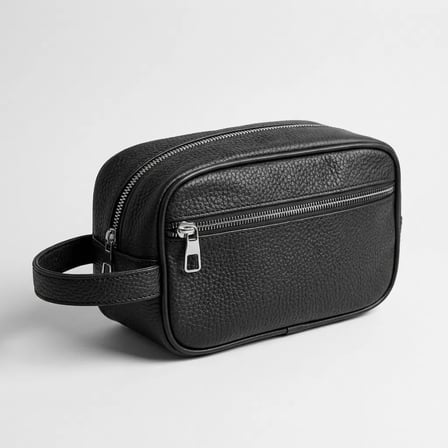 Bezos Erkek Siyah Deri El Çantası Çift Fermuarlı El Tutmalı 20x13 cm Günlük Seyahat Organizer Çanta DMC