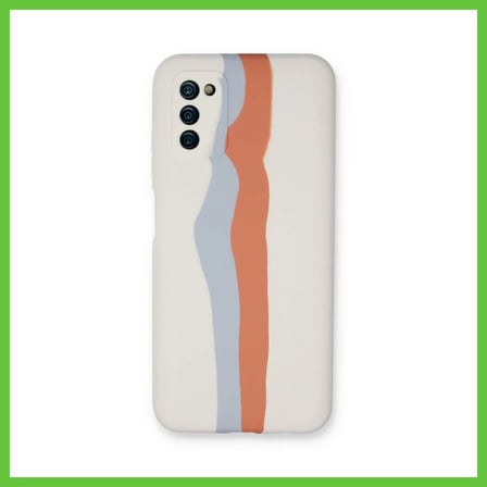 Bezos Samsung Galaxy A03S Kılıf Ebruli Lansman Silikon - Beyaz-Turuncu DMC