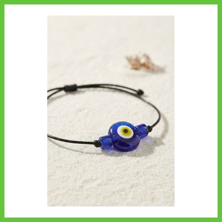 Bezos Handmade Bohem Tarz Mavi Göz Nazar Kolye DMC