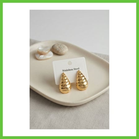 Bezos 316L Çelik Gold Renk Vintage Damla Model Küpe DMC