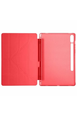 Bezos Samsung Galaxy X510 Tab S9 FE 11 Kılıf Kalemlikli Mars Tablet Kılıfı - Kırmızı DMC