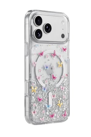 Bezos Onegif iPhone 17 Pro Uyumlu Misk Simli Magsafe Kapak - Desen 4 DMC