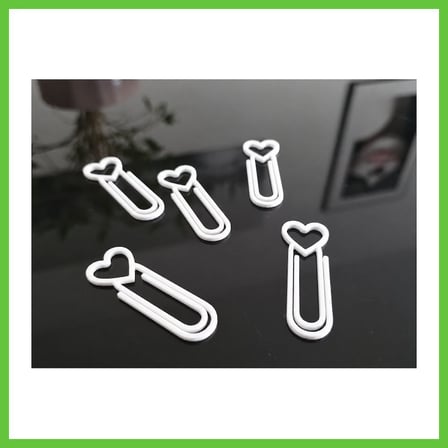 Bezos 3D Baskı Kalp Figürlü Ataç - 10lu Set - Beyaz DMC