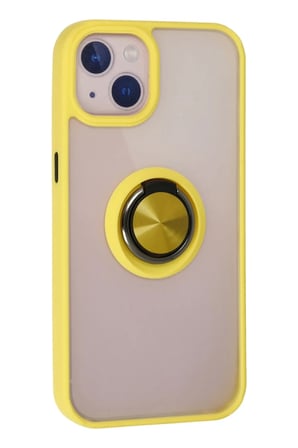 Bezos iPhone 15 Uyumlu Kılıf Montreal Yüzüklü Silikon Kapak - Sarı DMC