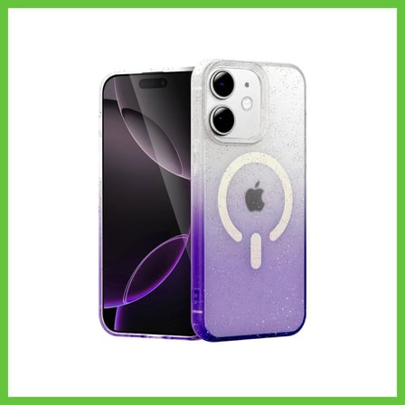 Bezos iPhone 12 Uyumlu Pummel Shiny Magsafe Kapak - Mor DMC