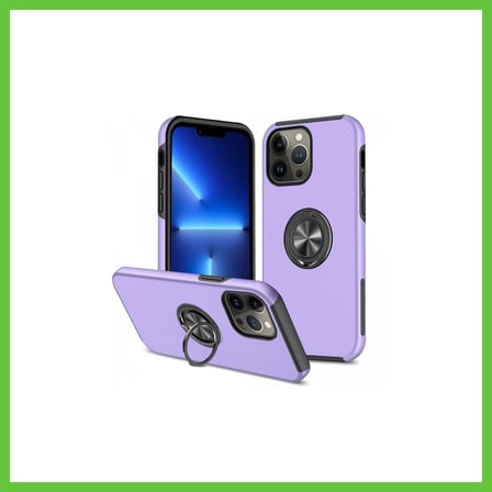 Bezos iPhone 13 Pro Max Uyumlu Kılıf Elit Yüzüklü Kapak - Mor DMC