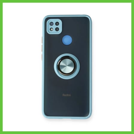 Bezos Redmi 9C Uyumlu Kılıf Montreal Yüzüklü Silikon Kapak - Buz Mavi DMC