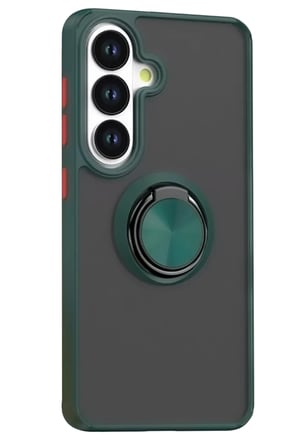 Bezos Samsung Galaxy S26 Uyumlu Montreal Yüzüklü Silikon Kapak - Yeşil DMC