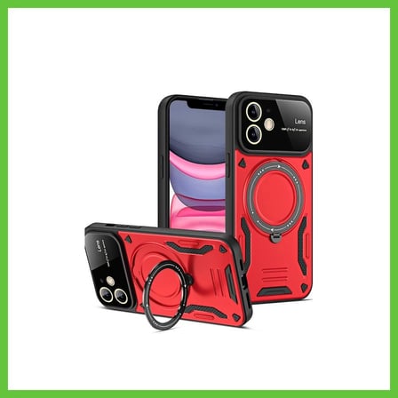 Bezos iPhone 11 Uyumlu Kılıf Joy Lens Standlı Kapak - Kırmızı DMC