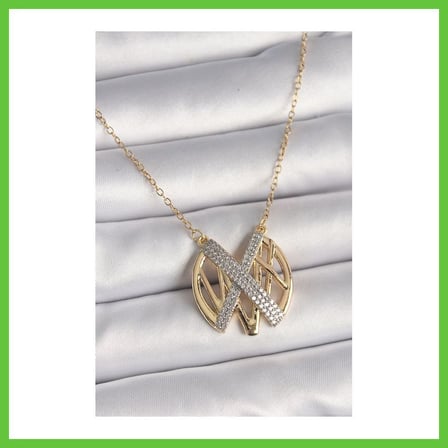 Bezos 316L Çelik Gold Renk Zirkon Taşlı Vintage Model Kadın Kolye DMC