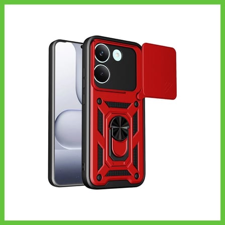 Bezos Poco X8 Pro Uyumlu Pars Lens Yüzüklü Silikon - Kırmızı DMC
