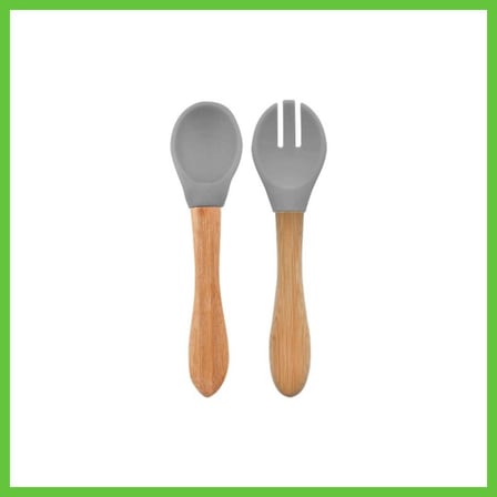Bezos Mama Kaşığı ve Çatal Seti Powder Grey · Renk: Powder Grey DMC