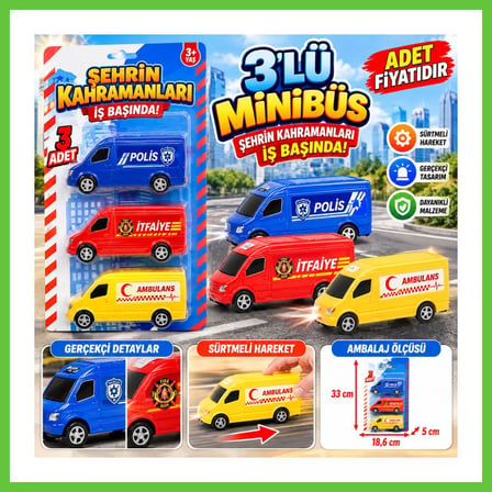 Bezos NZM-268 3'Lü Minibüs (Ambulans,Polis,İtfaiye) NessiWorld adet fiyatıdır DMC