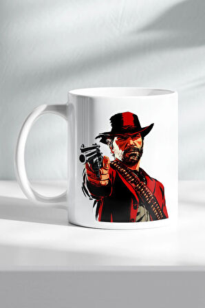 RDR2, Red Dead Redemption 2 - Tasarım Baskılı Kahve Kupası Hediye Porselen Kupa