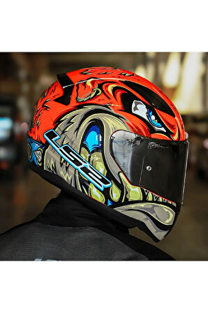 Rapıd 2 Spox Kırmızı Gri Full Face Motosiklet Kaskı Gri Camlı