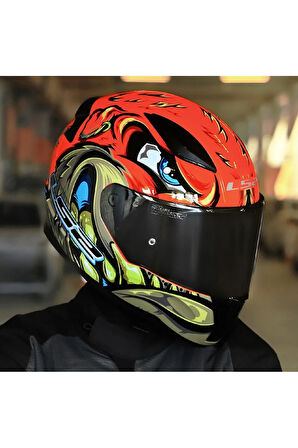 Rapıd 2 Spox Kırmızı Gri Full Face Motosiklet Kaskı Gri Camlı