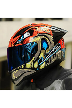 RAPID 2 RACE SPOX KIRMIZI-GRİ KAPALI MOTOSİKLET KASKI GÖKKUŞAĞI CAMLI