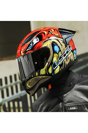 RAPID 2 RACE SPOX KIRMIZI-GRİ KAPALI MOTOSİKLET KASKI GRİ CAMLI