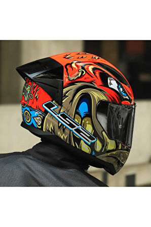 RAPID 2 RACE SPOX KIRMIZI-GRİ KAPALI MOTOSİKLET KASKI GRİ CAMLI