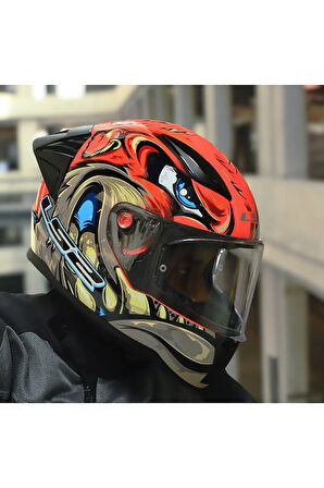 RAPID 2 RACE SPOX KIRMIZI-GRİ KAPALI MOTOSİKLET KASKI