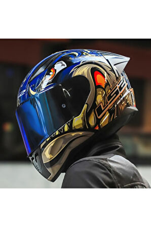 RAPID 2 RACE SPOX MAVİ-GRİ KAPALI MOTOSİKLET KASKI MAVİ CAMLI