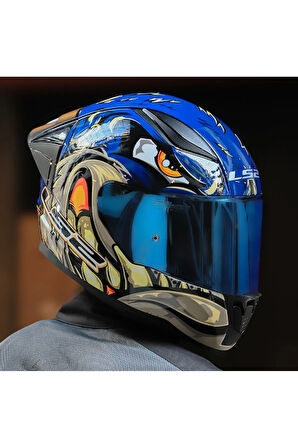 RAPID 2 RACE SPOX MAVİ-GRİ KAPALI MOTOSİKLET KASKI MAVİ CAMLI