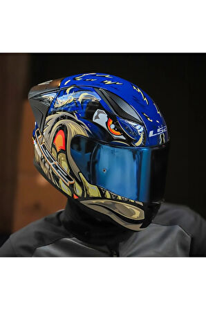 RAPID 2 RACE SPOX MAVİ-GRİ KAPALI MOTOSİKLET KASKI MAVİ CAMLI