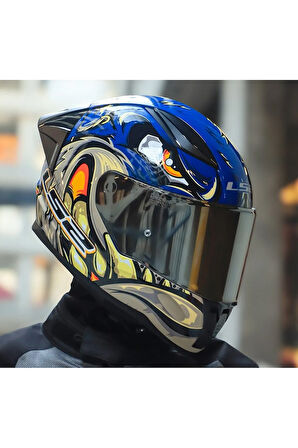 RAPID 2 RACE SPOX MAVİ-GRİ KAPALI MOTOSİKLET KASKI GRİ CAMLI