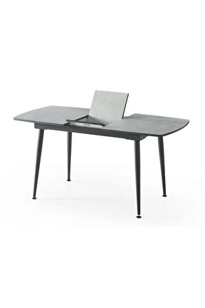 Milano’25 Açılır Masa Takımı – Antrasit Gri & Siyah Ayak – 80×125 → 165 cm. 4 Sandalyeli
