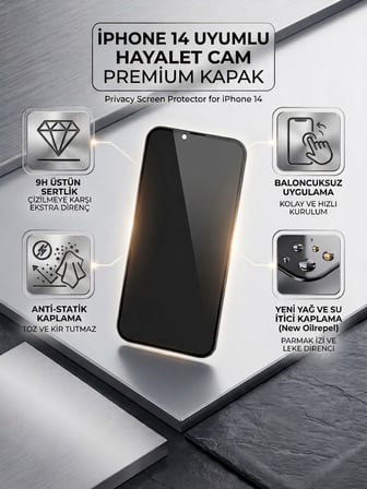Apple Iphone 14 Uyumlu Ekran Koruyucu Hayalet Cam