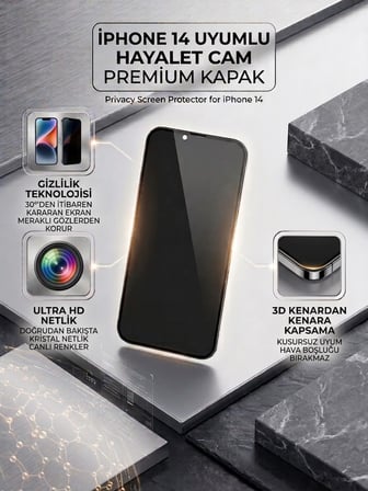 Apple Iphone 14 Uyumlu Ekran Koruyucu Hayalet Cam