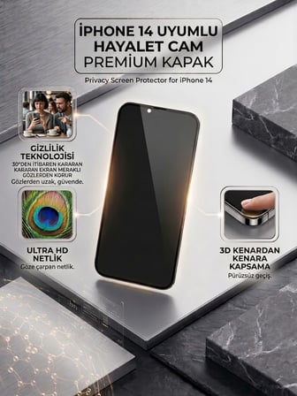 Apple Iphone 14 Uyumlu Ekran Koruyucu Hayalet Cam