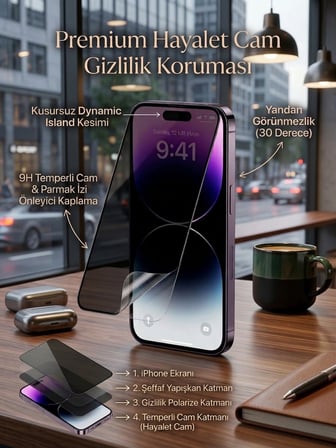 Apple Iphone 14 Pro max Uyumlu Ekran Koruyucu Hayalet Cam