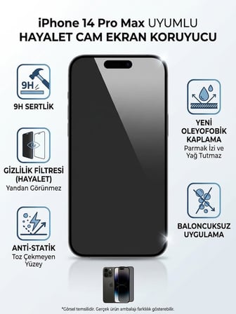 Apple Iphone 14 Pro max Uyumlu Ekran Koruyucu Hayalet Cam