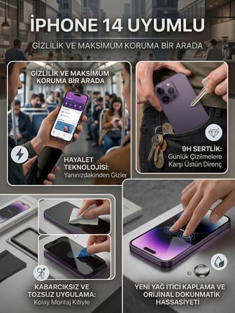Apple Iphone 14 Pro Uyumlu Ekran Koruyucu Hayalet Cam