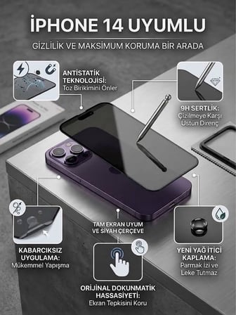 Apple Iphone 14 Pro Uyumlu Ekran Koruyucu Hayalet Cam