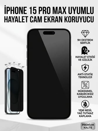 Apple Iphone 15 Pro max Uyumlu Ekran Koruyucu Hayalet Cam