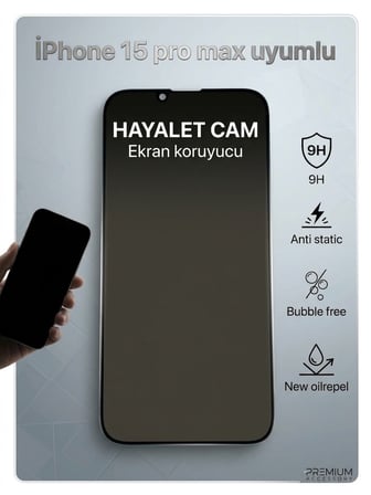 Apple Iphone 15 Pro max Uyumlu Ekran Koruyucu Hayalet Cam