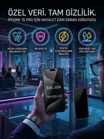 Apple Iphone 15 Pro Uyumlu Ekran Koruyucu Hayalet Cam