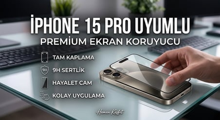 Apple Iphone 15 Pro Uyumlu Ekran Koruyucu Hayalet Cam