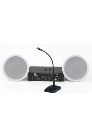 Cafe ve Ofisler İçin Hazır Ses Paketi: 2'li Tavan Hoparlör Mikrofon ve Bluetooth Amfi Seti