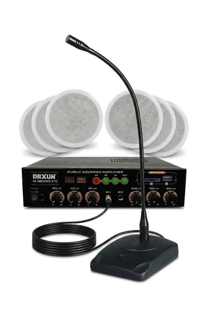 Cafe ve Ofisler İçin Hazır Ses Paketi: 6'lı Tavan Hoparlör Mikrofon ve Bluetooth Amfi Seti